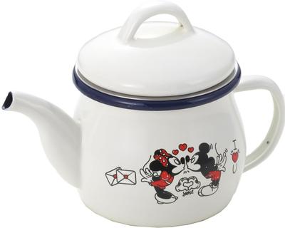 Toyoho Mickey Minnie Enamel Teapot White W18 & (with Strainer) Size Approx. D10.6 H12.5 MMJ-06