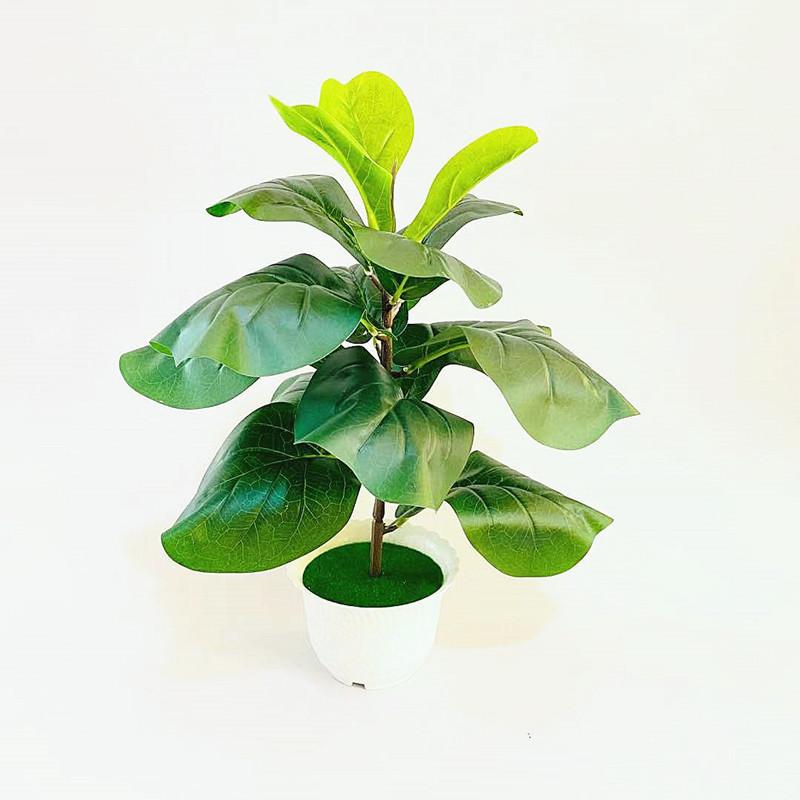 Ficus Pandurata Hance Faux Greenery With Realistic Leaves For Office And Living Room