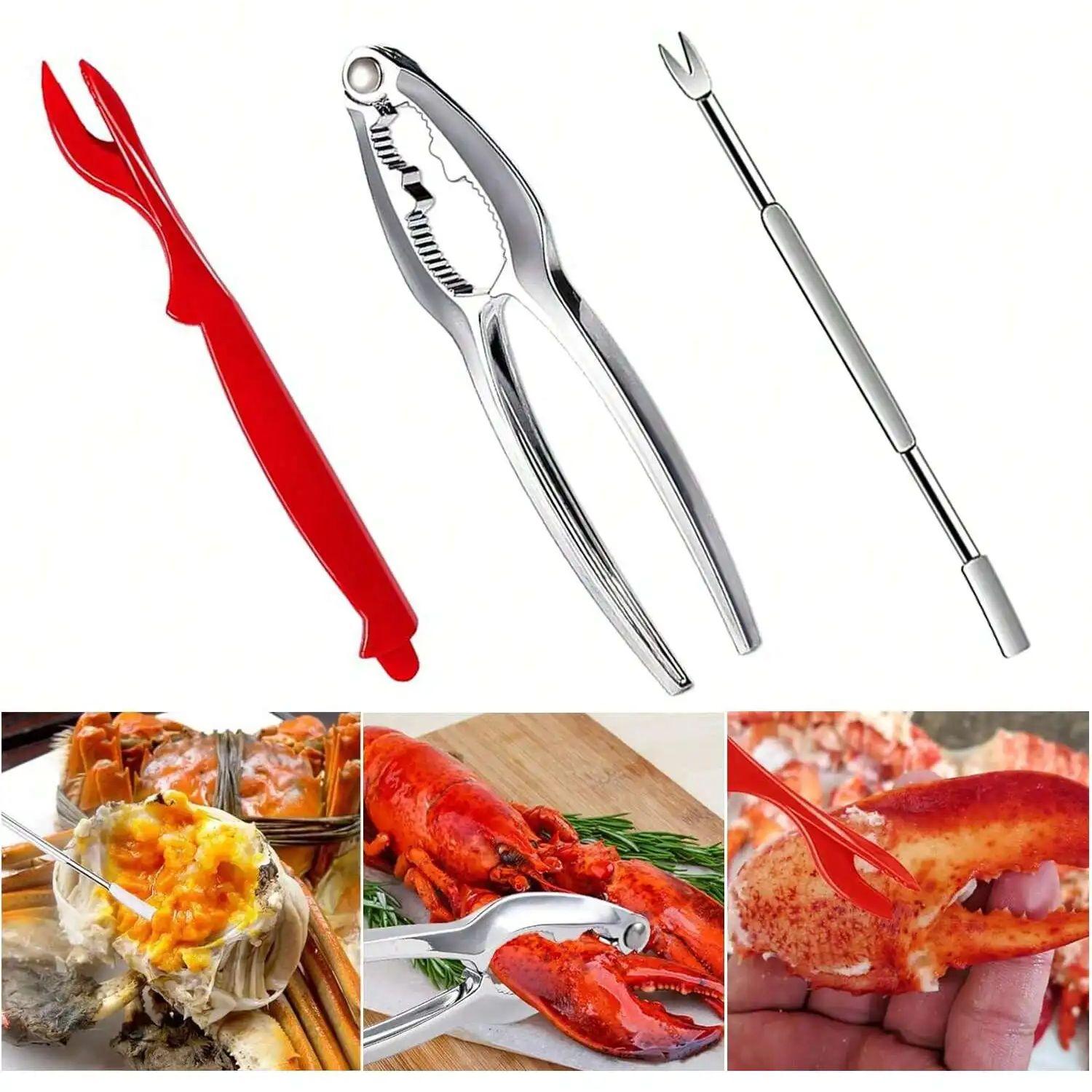 

Набор из 3 шт. инструментов для морепродуктов, крабоколов, открыватель для раковин, крабовых клешней, крекер из нержавеющей стали, вилки для морепродуктов