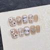 Wearing Nail Handmade Manicure Finished Product Fake Nail Patch White Gypsum Hand-painted Small Flower Burst Love Diamond