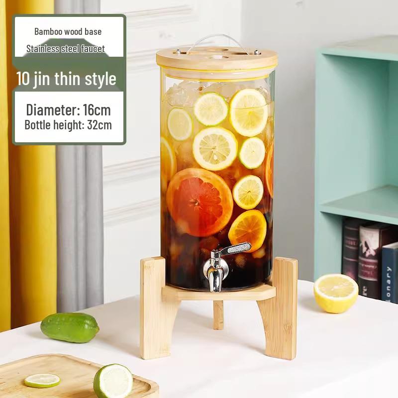 Glass Beverage Dispenser: High-Temperature Resistant Lemonade, Tea, and Juice Container
