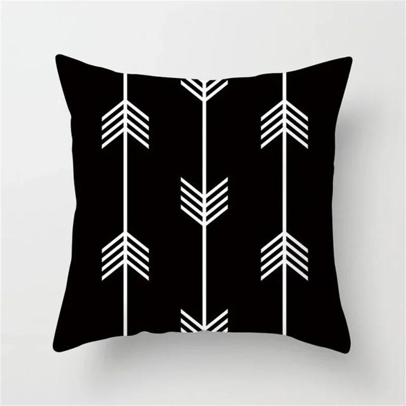 Black And White Geometric Cushion Cover Sofa Living Room Home Decor Wavy Line Pillowcase