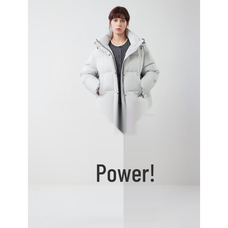 ELLE Women's 90% Duck Down Loose Hooded Puffer Jacket