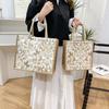 Floral Print Handbag Structured Linen Leather Tote Bag Large Capacity Tote Comfortable Urban Tote For Short Trips Work Daily