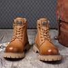 Fashion Classic Outdoor Mens Casual Leather High Top Boots Stylish Ankle Boots Autumn Warm Winter Shoes Hot Sale Lace-Up Motocross Botas