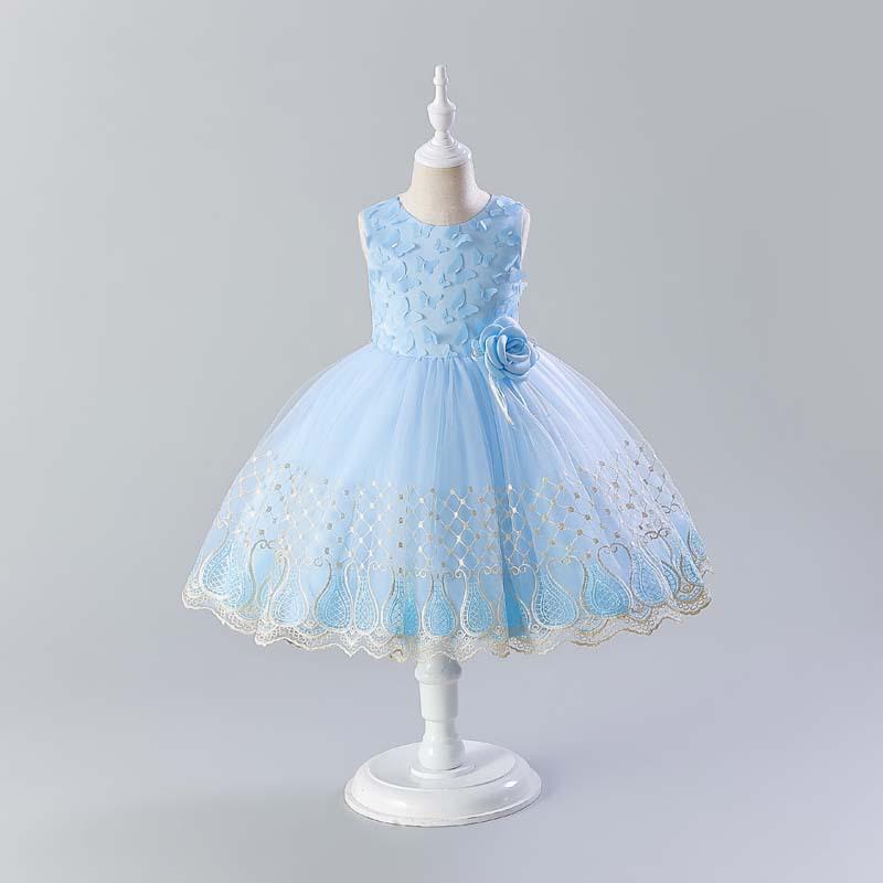 

Летнее платье принцессы для девочек для выступлений и подиума 110 cm небесно-голубой
