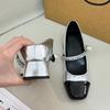 Inner Height Increase 7cm Mary Jane Shoes Women's Retro Single Shoes Thick Heel High Heels Small Leather Shoes