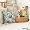 Classic Fresh Floral Pattern Cushion Cover Natural Linen Organic Fabric DoubleSided Printing Couch Pillow Covers Home Decor