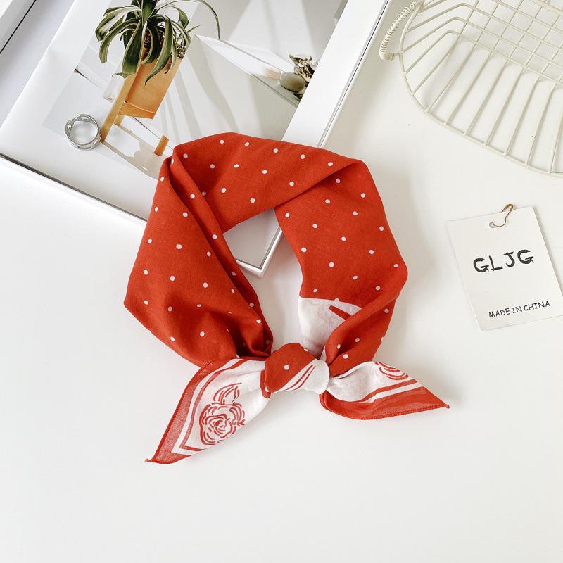 55 Cotton And Linen Headscarf Summer And Autumn Floral Silk Scarf Sweet Versatile Square Scarf Small Scarf Women'S Thin Decorative Silk Scarf