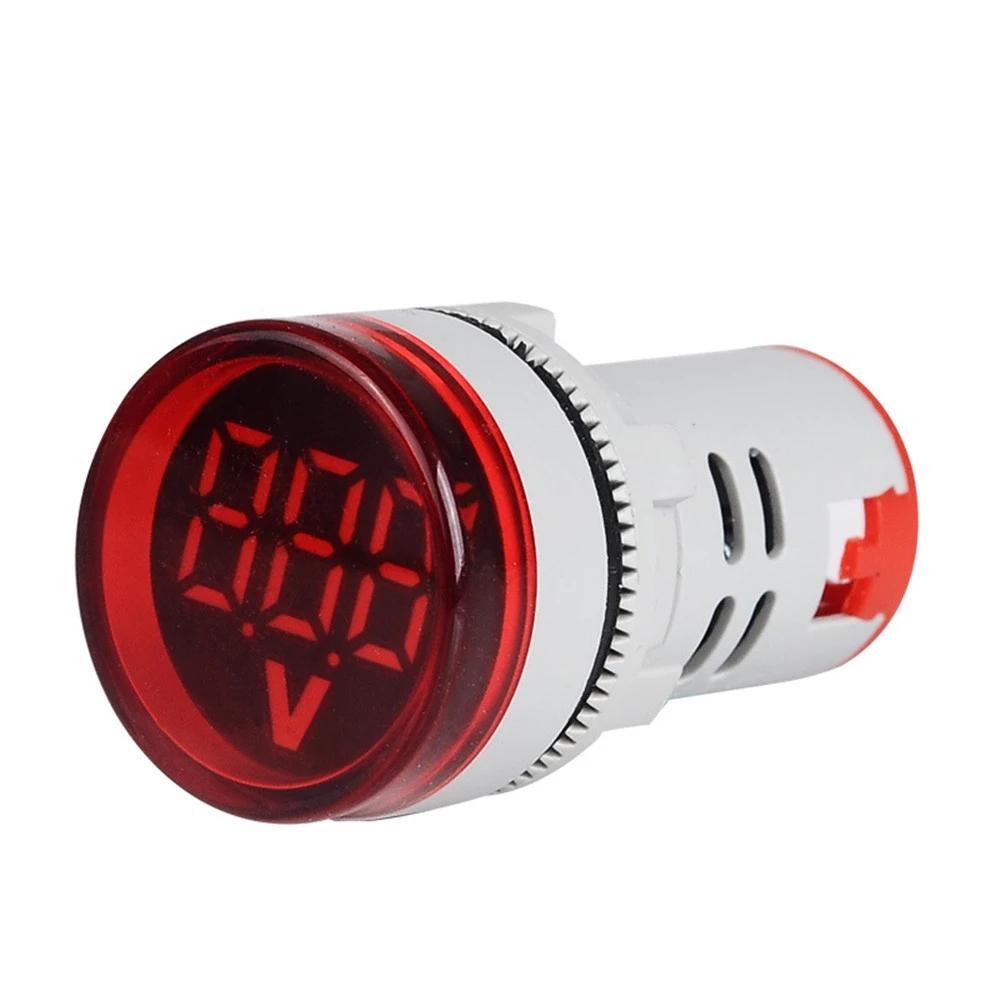 Mini Voltmetro Digitale Rotondo 22mm AC 12-500V Volt Tensione Tester Misuratore Monitor Potenza Indicatore LED Spia per Auto Camion Camper