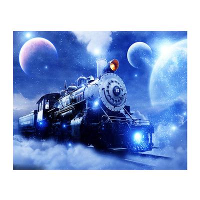 Pittura Diamante 5D Fai da Te Treno Blu Ricamo Diamante Punto Croce Decorazione Casa Regali Fatti a Mano