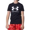 Under Armour Kids Logo Print Sports Casual Short Sleeve T-Shirt Kids Tops Black 1363282-001