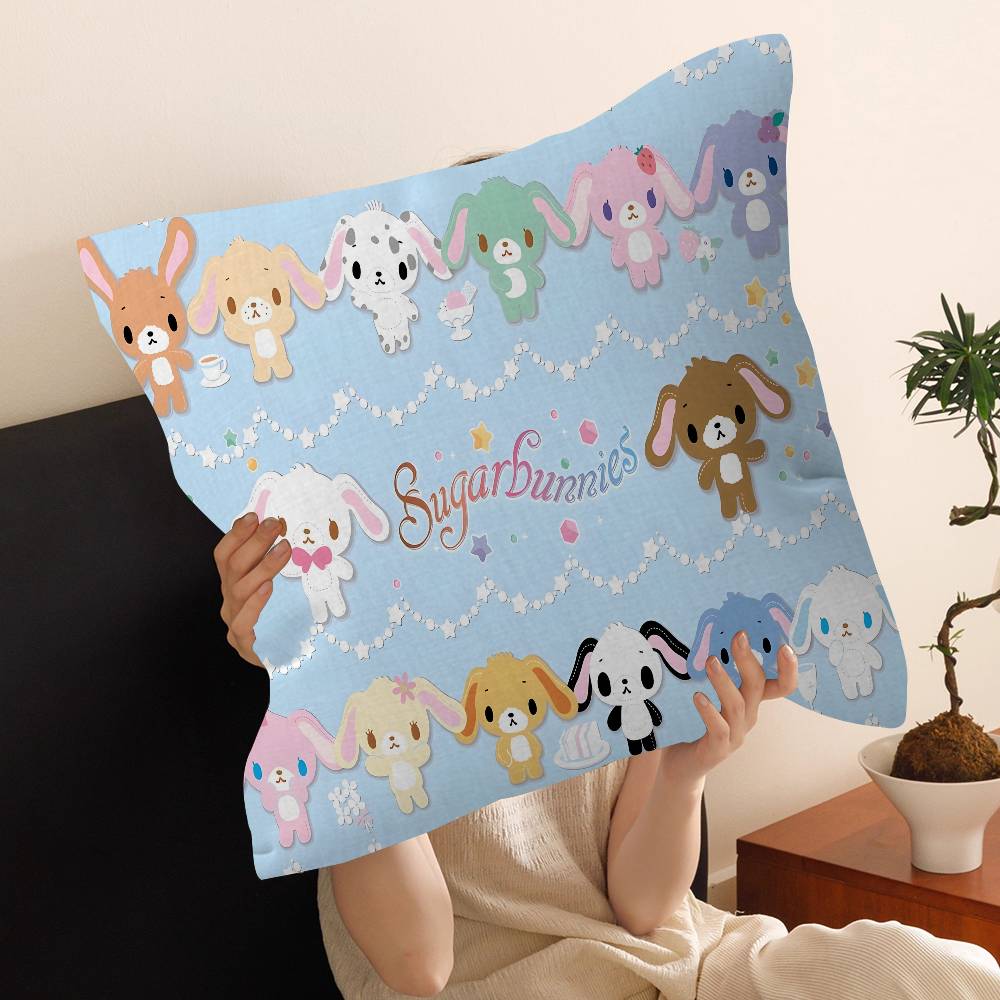 S-Sugarbunnies Office Cushion Pillowcase Car Cushion Cover45X45CM Lumbar Pillowcase Sofa Pillowcover