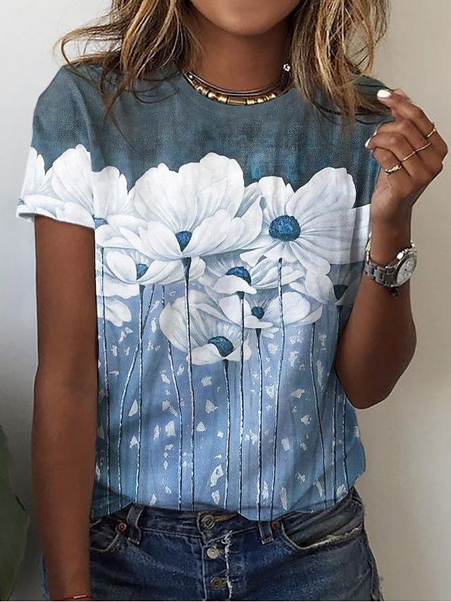 Women's T-shirt Floral Print 3D Digital Print New Women's T-shirt 3211 EMA