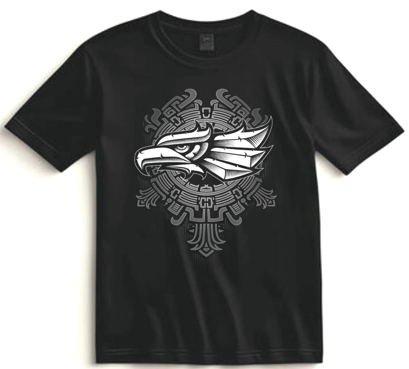 Aztec Mexican Eagle T Shirt Tribal Symbol Graphic Tee Gift for Proud Heritage 3XL