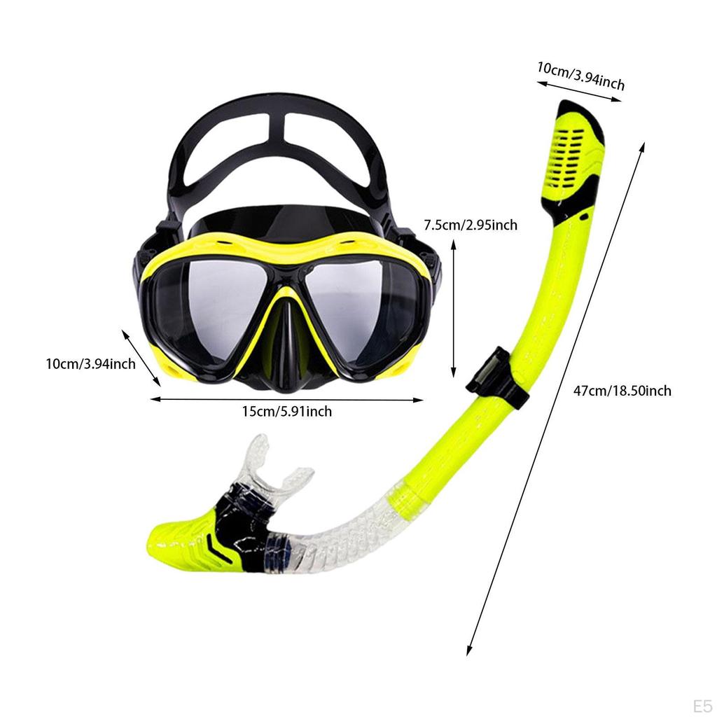 Snorkel Set Portable Adjustable Strap Swimming Mask for Snorkeling Women Men White