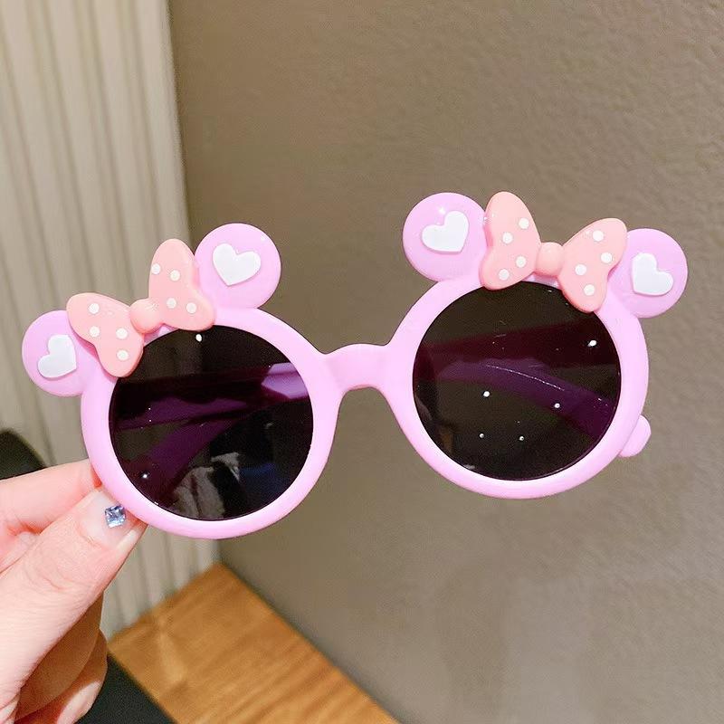 Cute Mickey Children'S Sunglasses Girl, Cartoon Minnie Bow Sunscreen Sunglasses Glasses