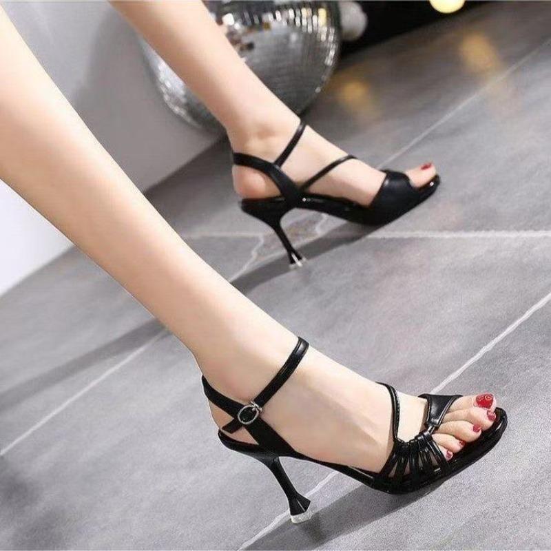 Versatile Sexy Fish Mouth Sandals Women's Summer Fashion Outer Wear One-word Buckle Strap High Heel Fashion Sandals