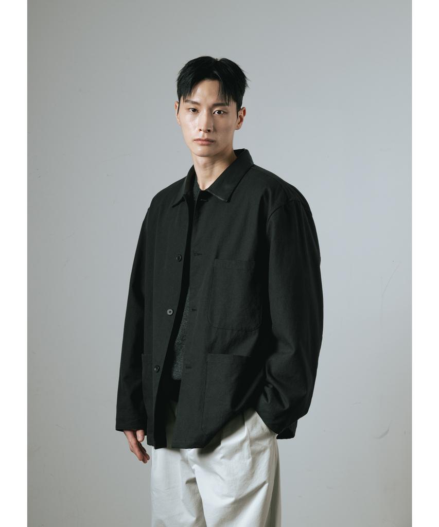 Whagi Leather Collar Coverall Jacket (Black)