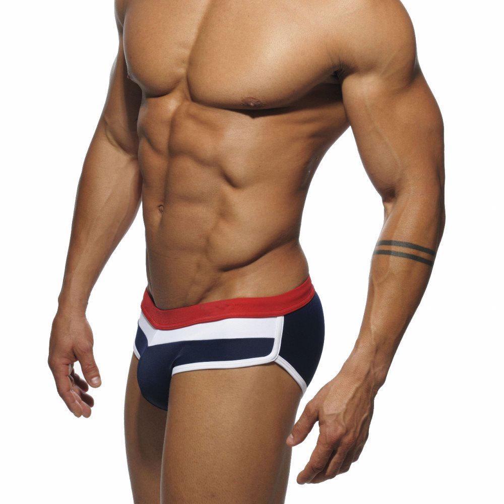 New Men's Fashionable Colorblock Triangle Swim Briefs with Sexy Pouch - Anti-Exposure Hot Style Swimwear