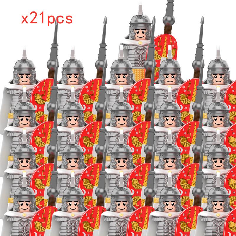 MOC Medieval Roman Soldiers Building Blocks Skutatoi Centurion Signifer Castle Figures Bricks Toys for Kids Gifts