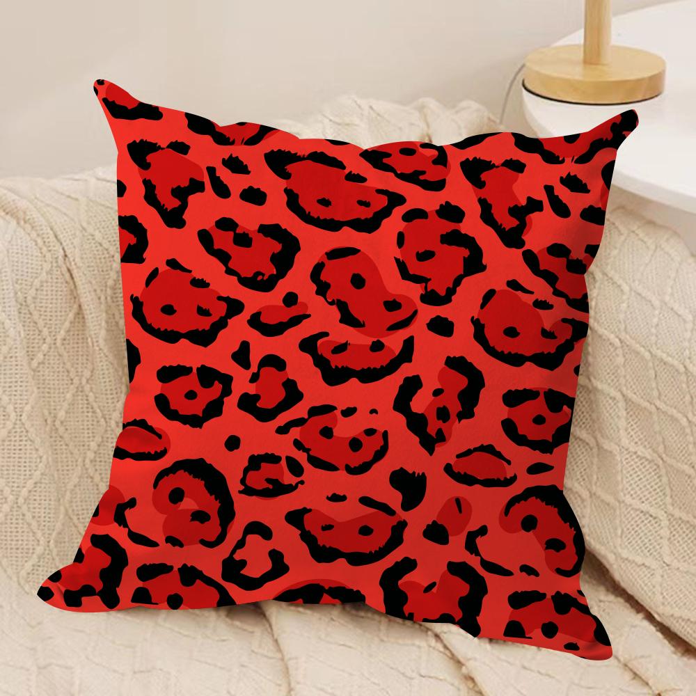 Leopard Print Texture Cushion Cover Soft Plush Fabric Double-Sided Printed Sofa Cushion Cover for All Seasons Home Decor Gift