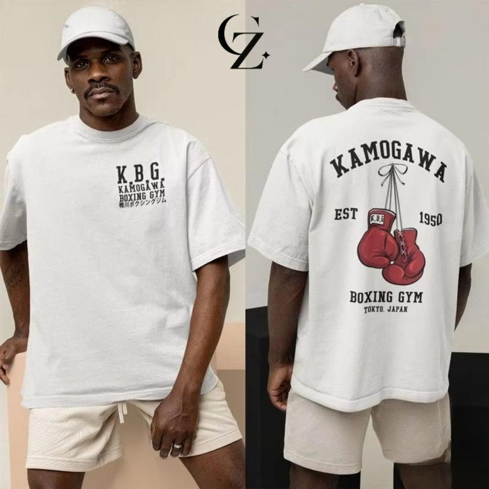 Street Wear Men s Printed Cotton Short Sleeved Shirt, Retro Men s T-shirt Top, Funny Comic Boxing Gym, the Best Choice for Men s Holiday Gifts S