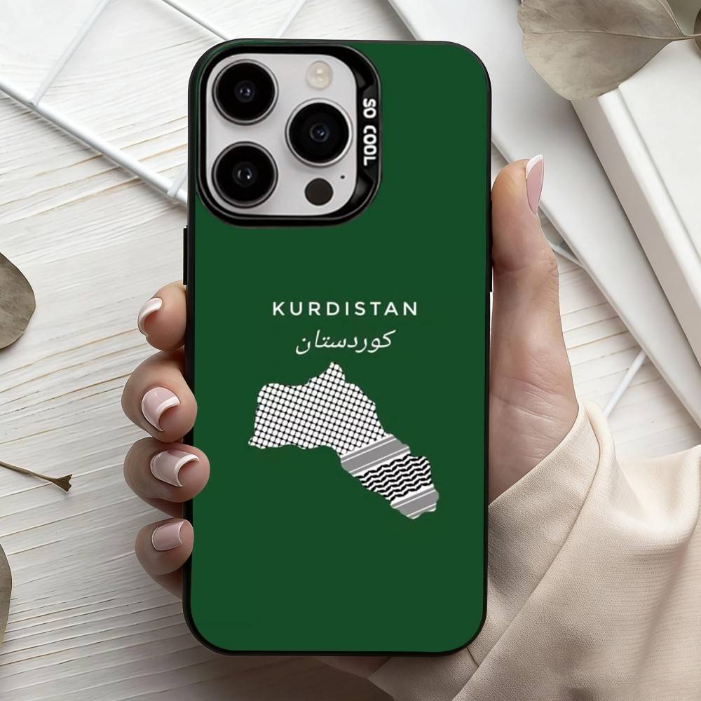 Kurdistan Flag M-Mobile Phone Case For iPhone17,16,15,14,13,12,11 Plus,Pro Max Black Candy Silver Plated Cover