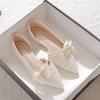 Fashion Shoes for Women with Bow Pointed Toe Evening White Woman Flats Elegant and Fashionable on Sale 2025 Trend Popular Vacation Young