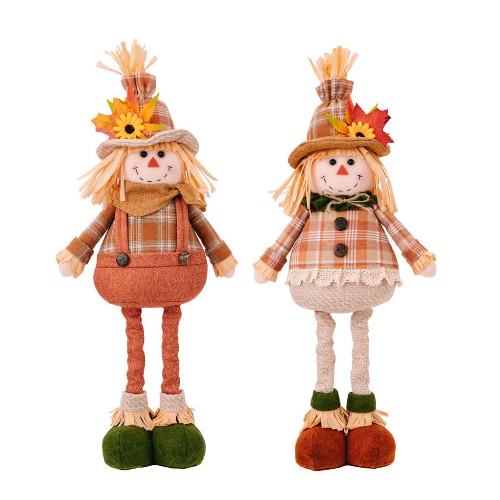 Stretchable Harvest Adorable Season Scarecrow Plush Doll For Decor Festive