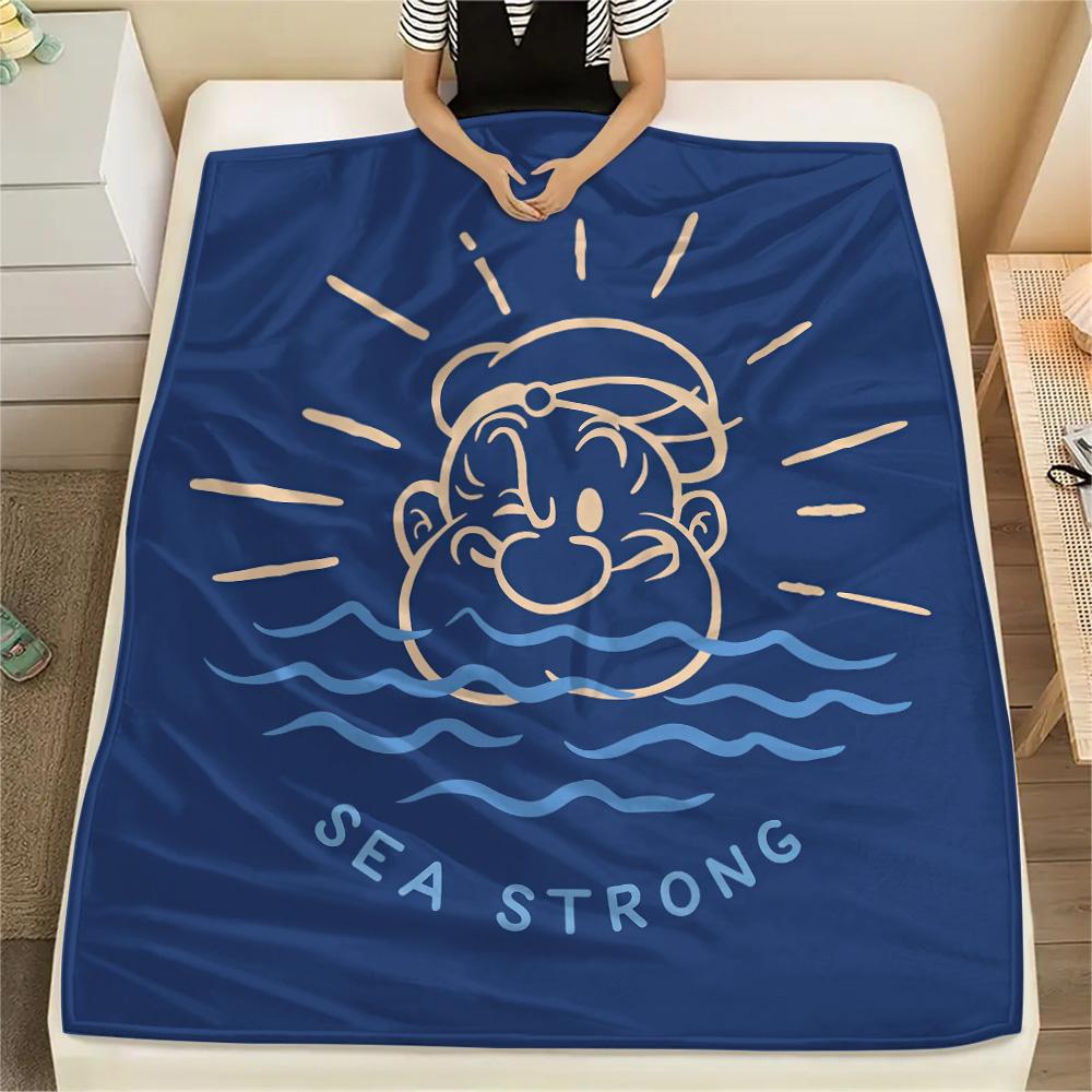 Popeye the Sailor Flannel Blanket, High quality Comfortable for All Seasons, Home Decor, Warmth and Comfort