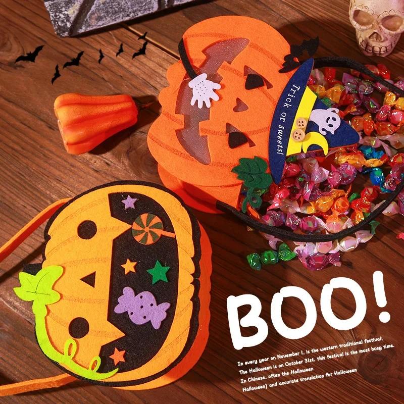 Halloween Party Pumpkin Bucket Orange Pumpkin Basket & Goodies Bag Trick Or Treat Handlebags Pumpkin Baskets Handbags