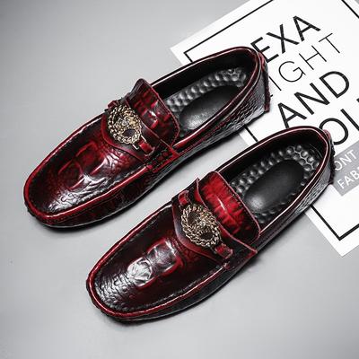 Retro Rote Herren Krokodilleder Schuhe Handgefertigt Luxus Echte Leder Schuhe Herren Formelle Loafer Italienische Mokassins Herren Fahrerschuhe