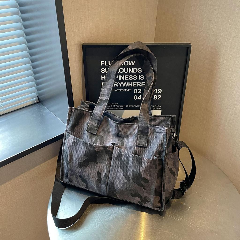 Borsa a Spalla Singola per il Tempo Libero, Borsa Tote Capiente per Pendolari, Zaino a Tracolla Mimetico