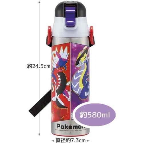 Skater Kids' Stainless Steel Water Bottle, Direct Drinking, 580ml, Pokemon Design, 23N, Kid-Friendly, Lightweight, Insulated, for Boys, Cute Sports Bo