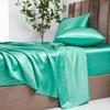 Luxury Satin Fabric Queen Size Bed Sheets Set King High Quality Fitted Sheet Flat Sheet Pillowcase Solid Bed Set Bedsheet Sets