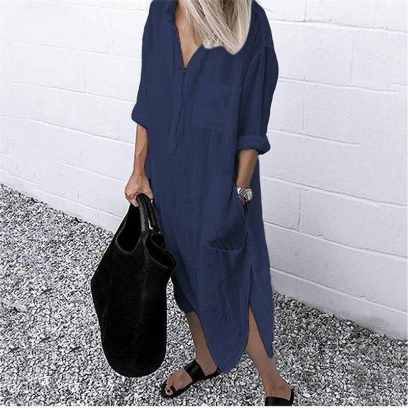 

Female Long Dresses 2022 Autumn Beach Fashion Lady Clothing Dark blue S