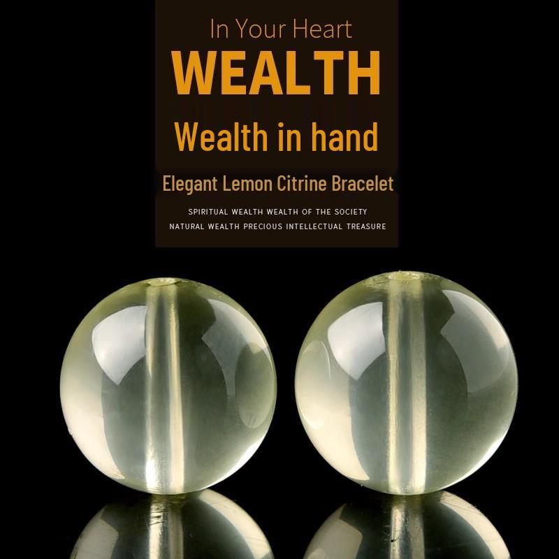 Loose Natural Lemon Citrine Round Beads for DIY Handmade Crystal Bracelet Accessories