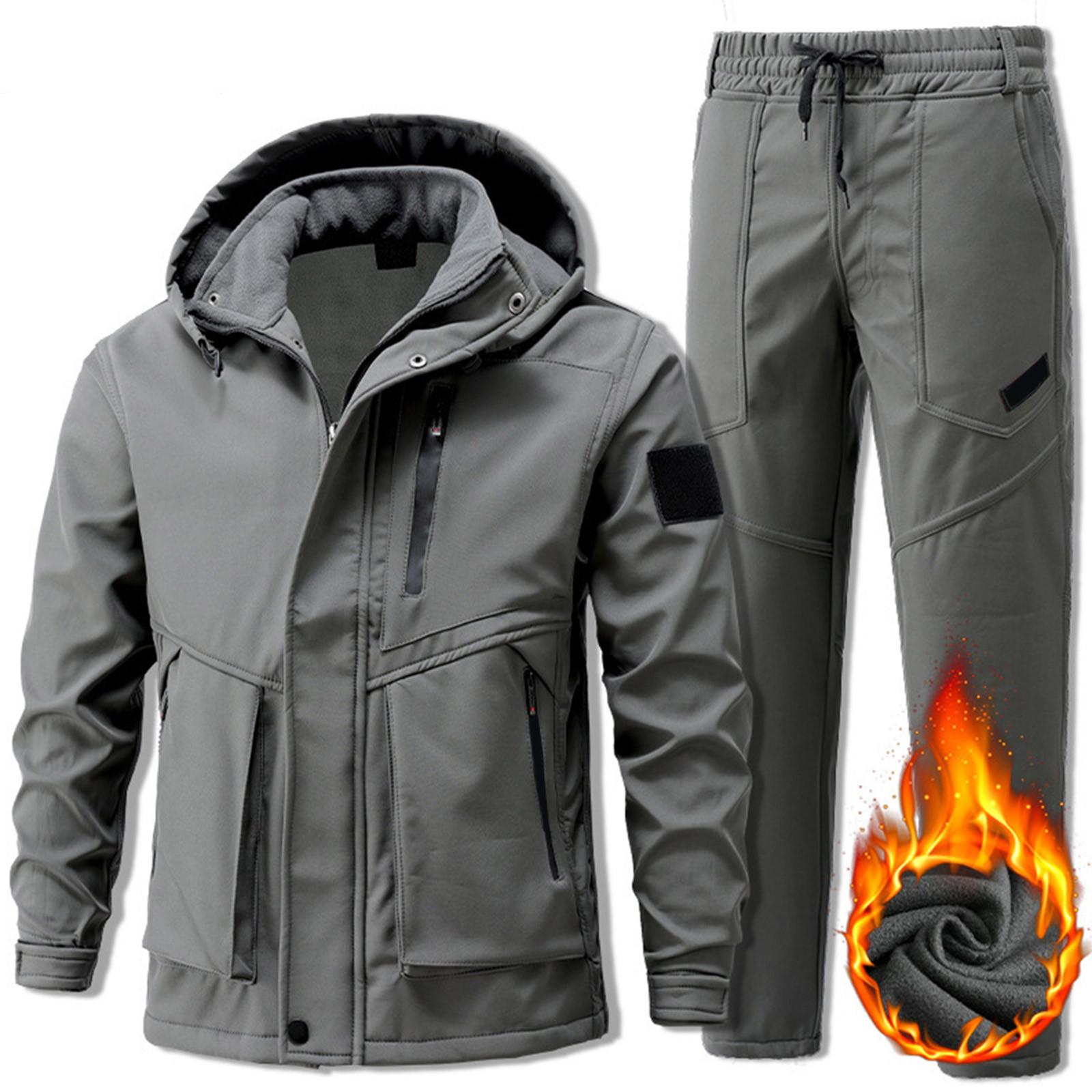 

Мужской костюм для активного отдыха Мужской костюм с плюшевой подкладкой Защита от холода Ветрозащитный Водонепроницаемый Теплый Костюм для велоспорта Альпинизма Костюм для активного отдыха XXL