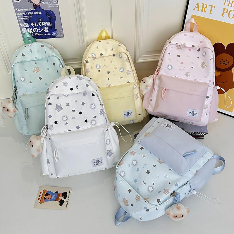 Schoolbag Korean schoolbag Junior high school girls ins fresh casual high value backpack High school students large capacity lightweight backpack