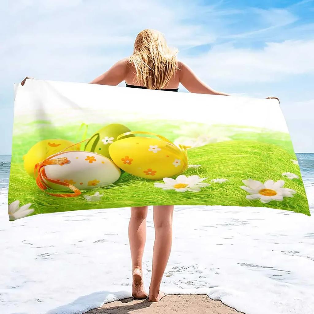 Ostereier Mikrofaser Schnelltrocknendes Strandtuch, Großes Weiches Badetuch, Super Saugfähige Sandfeste Schwimmdecke Reise Strandtuch