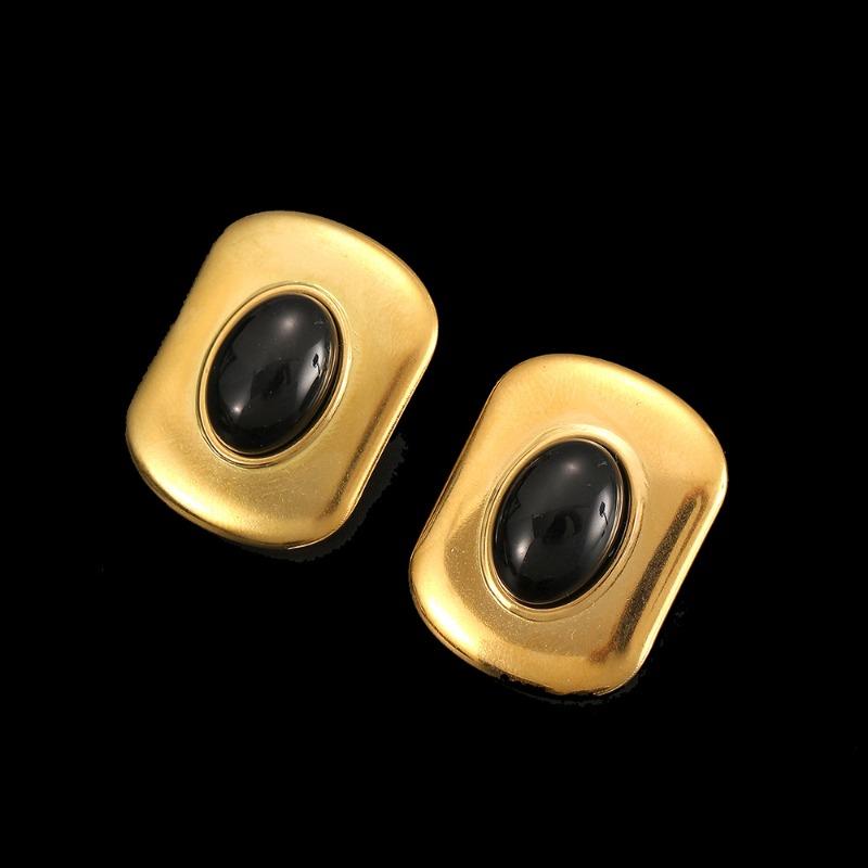 Stainless Steel Stud Earrings, Titanium Steel Statement Earrings, 18k Gold Women's Jewelry, High-end Black Earrings
