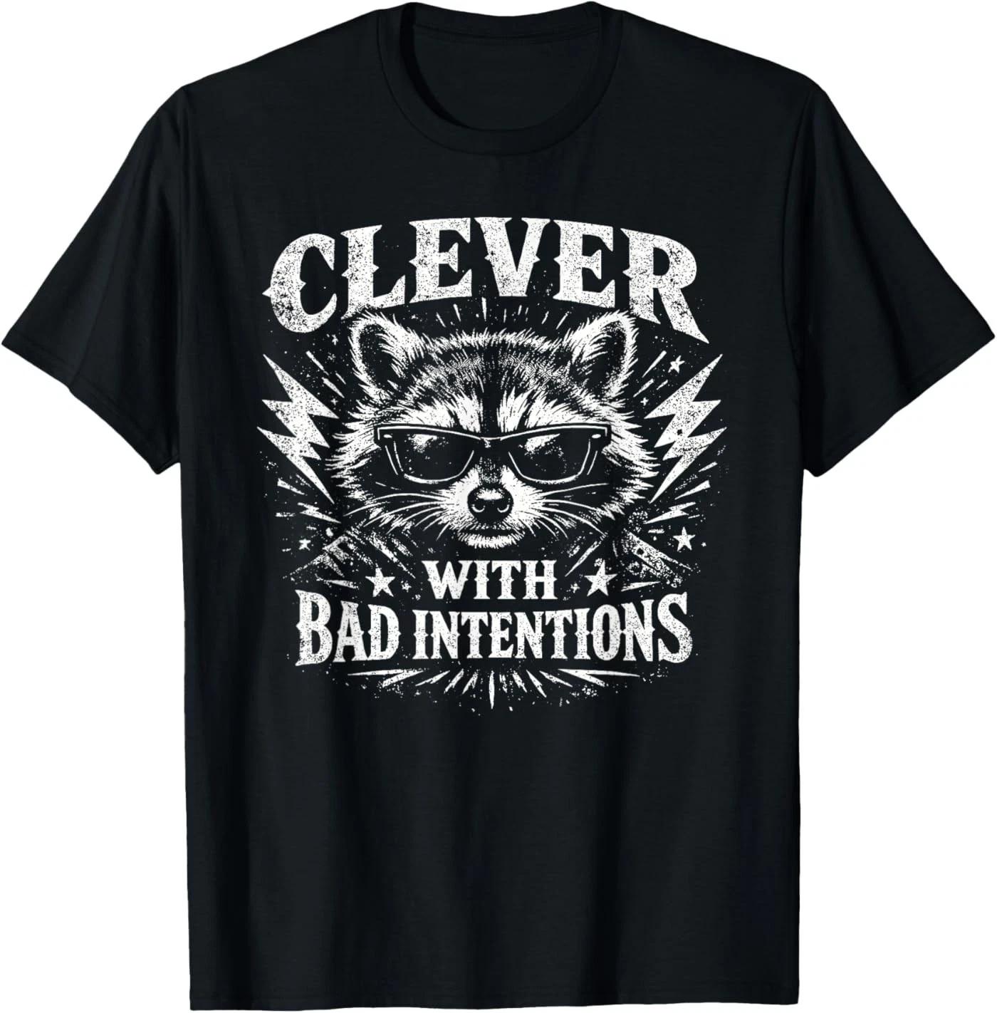 Clever with Bad Intentions Funny Raccoon T-Shirt M