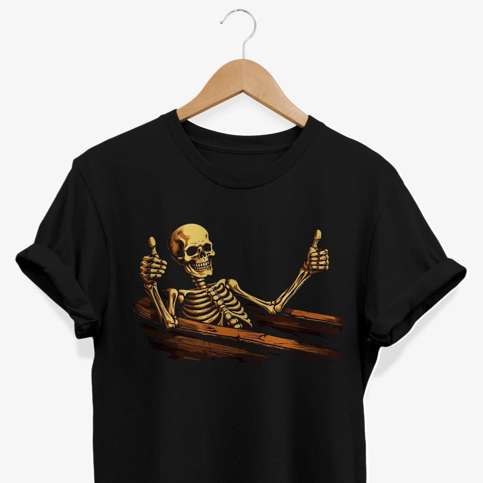 Funny Skeleton Coffin T-shirt: Gothic Dark Humor Graphic Tee 3XL