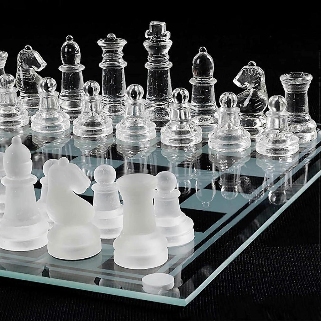 Elegante Set da Scacchi in Vetro da 10" - Gioco da Tavolo di Qualità Premium per Tutte le Età per Appassionati di Scacchi e Decorazione per la Casa
