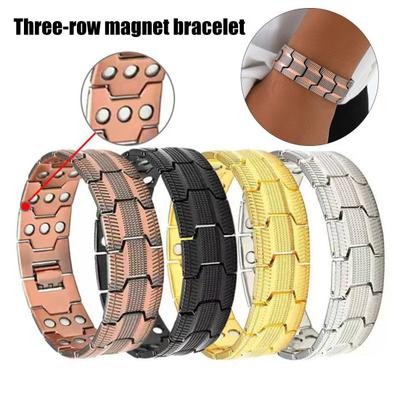 Alaşım Manyetik Bileklik Retro 3 Sıralı Manyetik Terapi Bilekliği Hipoalerjenik Sağlık Bilekliği Onun İçin Hediye Kadınlar Erkekler