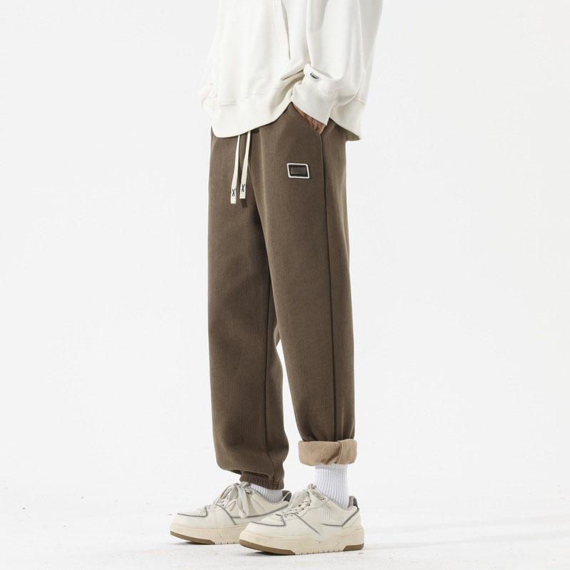 Winter Cord Sweatwear Herren Plüsch Dickes Fleece Sweatpant Lammwolle Thermohose Freizeithose Winddicht Warme Baumwollhose