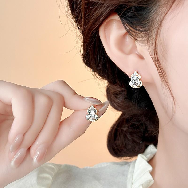 French Retro Zircon Pearl Earrings: Light Luxury 925 Silver Needle Jewelry