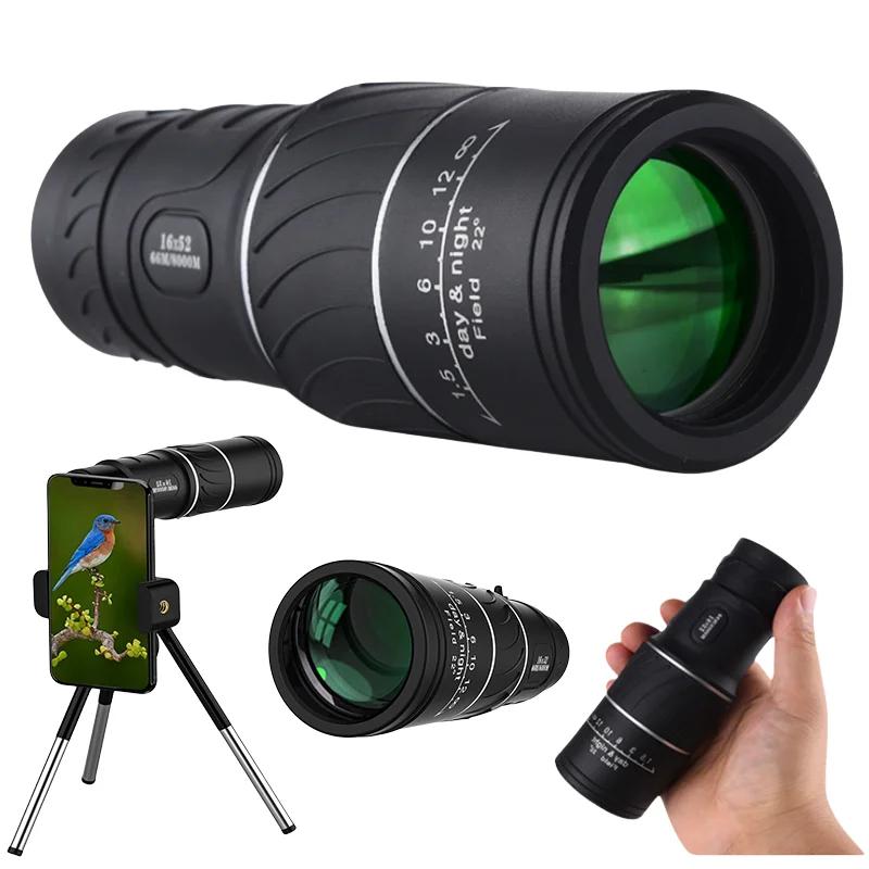 Telescop Monocular Puternic 16x52 Binoclu cu Zoom Lunetă de Spionaj Nocturnă cu Rază Lungă Pentru Camping în Aer Liber Observarea Păsărilor