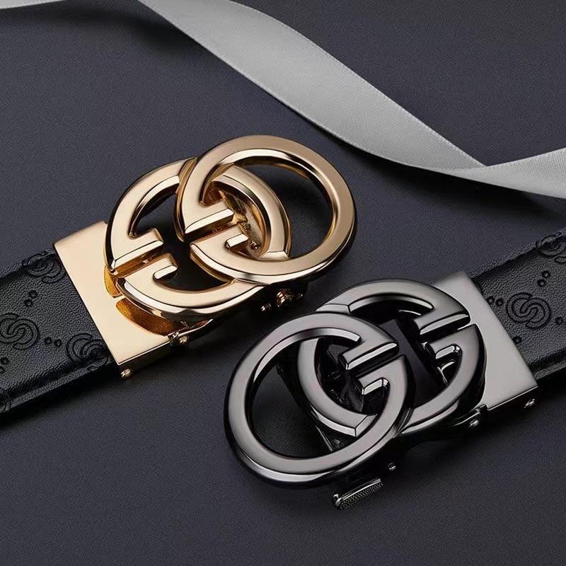 Men's Embossed Cowhide Leather Belt with High-Grade Alloy Automatic Buckle - Casual Style